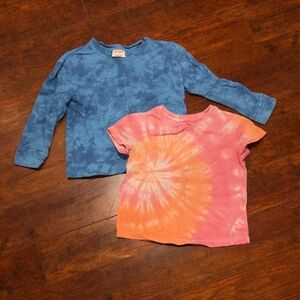 Cat & Jack Long Sleeve Tie-Dye Tees - Blue and Orange